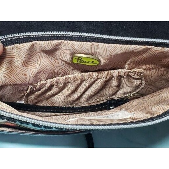 Sakroots Artist Circle Wristlet Clutch Neon One Word Peace Purse Bag GUC - Picture 6 of 7